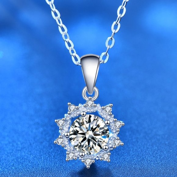 Jewelry - Certified 1ct. t.w. Diamond Moissanite Sunflower Necklace NEW